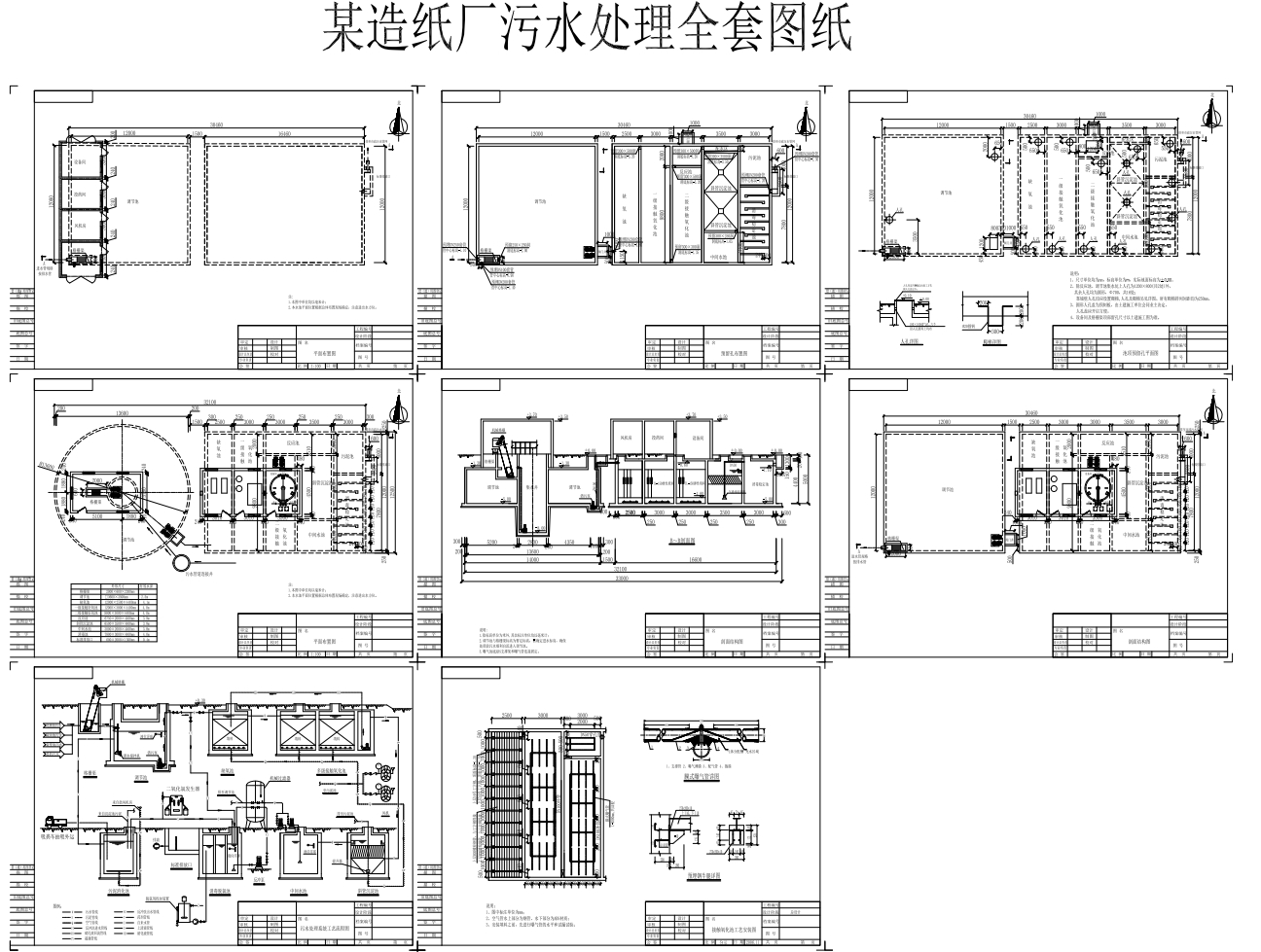 造纸厂污水处理全套图纸CAD