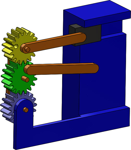 三齿轮行程放大机构