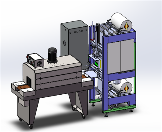 全自动袖口式封切收缩包装机 3D图纸 机械设备设计3D模型素材文件