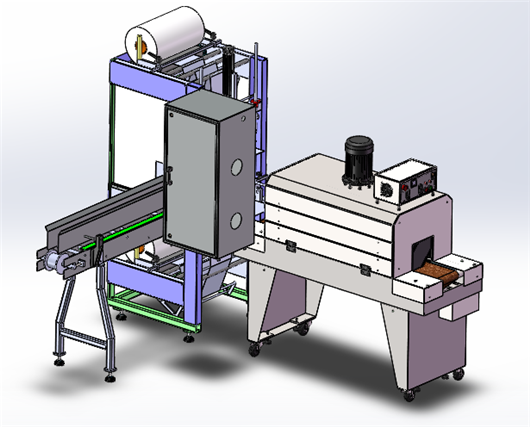 全自动袖口式封切收缩包装机 3D图纸 机械设备设计3D模型素材文件