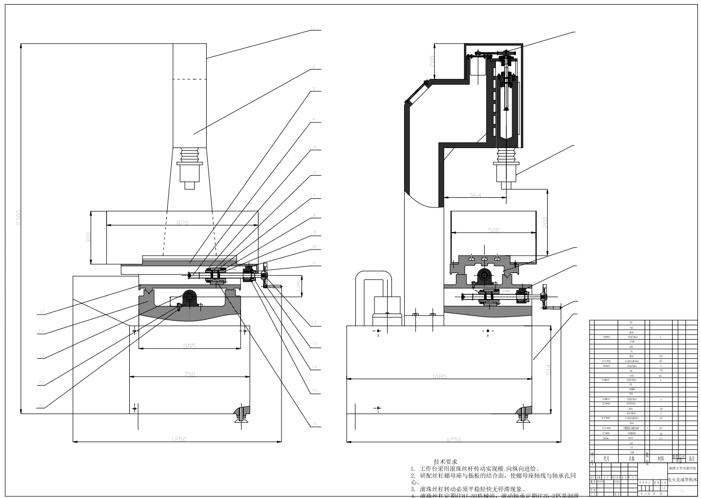 电火花机床机械结构设计CAD+说明书