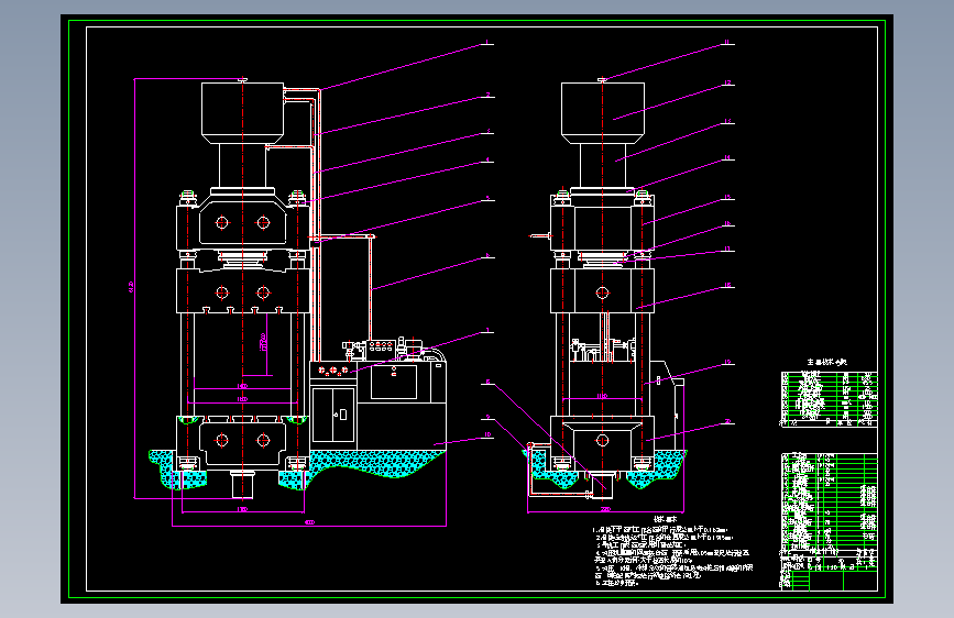 公称力5000KN通用四柱式液压机设计CAD+说明   832308