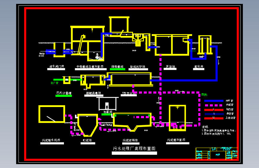 济南市某某7万m3∕d污水处理厂工艺设计CAD+说明