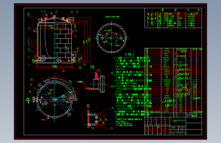 1500m3内浮顶储罐CAD总装图