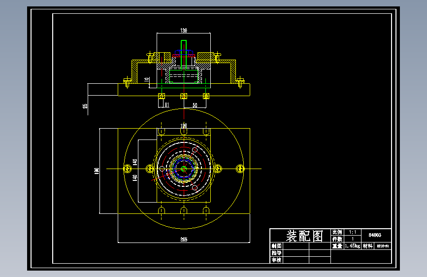 CA6140车床法兰盘的加工工艺,钻3×Φ11mm孔的钻床夹具设计+CAD+说明 主视图