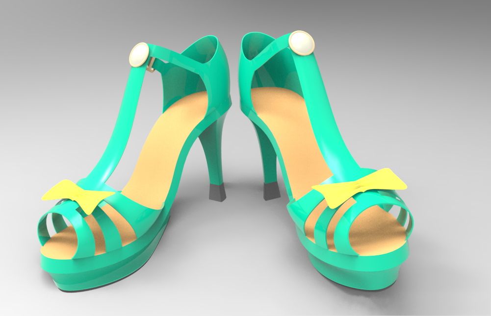 曲面画夏天高跟凉鞋