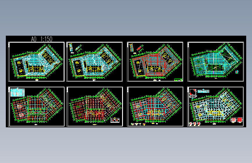 高层群楼桩筏基础地下室建筑结构施工图