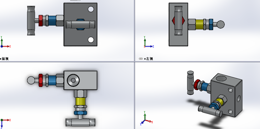 3种EF-3-4型二阀组和VX-22型二阀组模型图