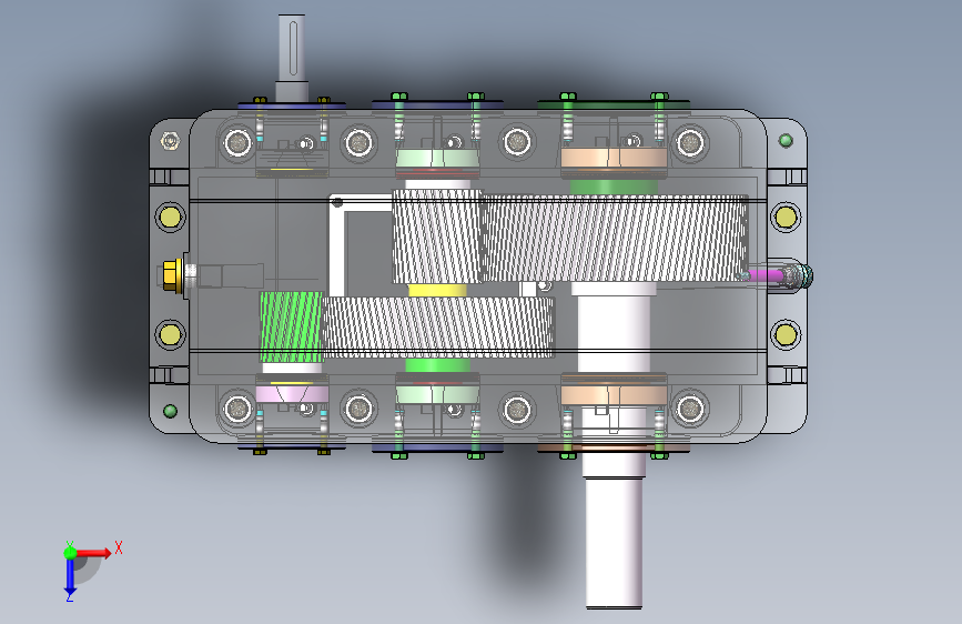 二级减速器solidworks模型 俯视图