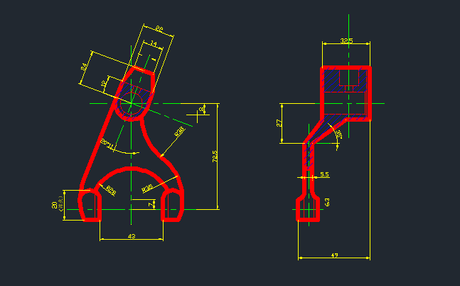 拖拉机Ⅱ-Ⅲ档倒挡拨叉 1-钻φ5孔夹具