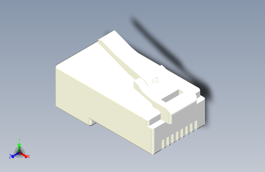 普通网线水晶头插头模型三维Step