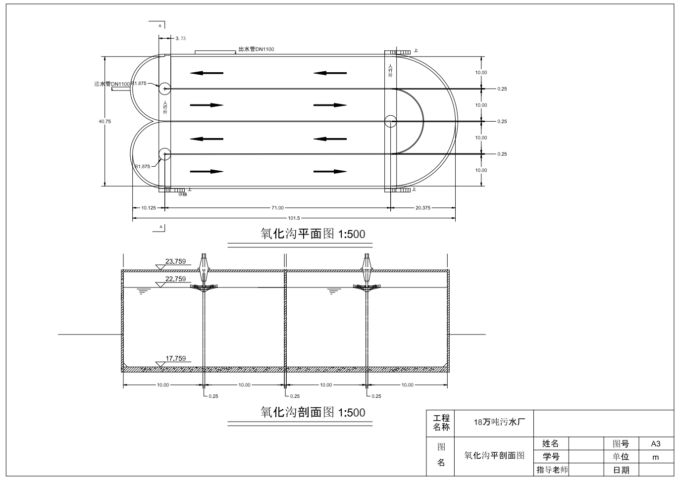18万吨污水厂课程设计图纸及说明书+CAD
