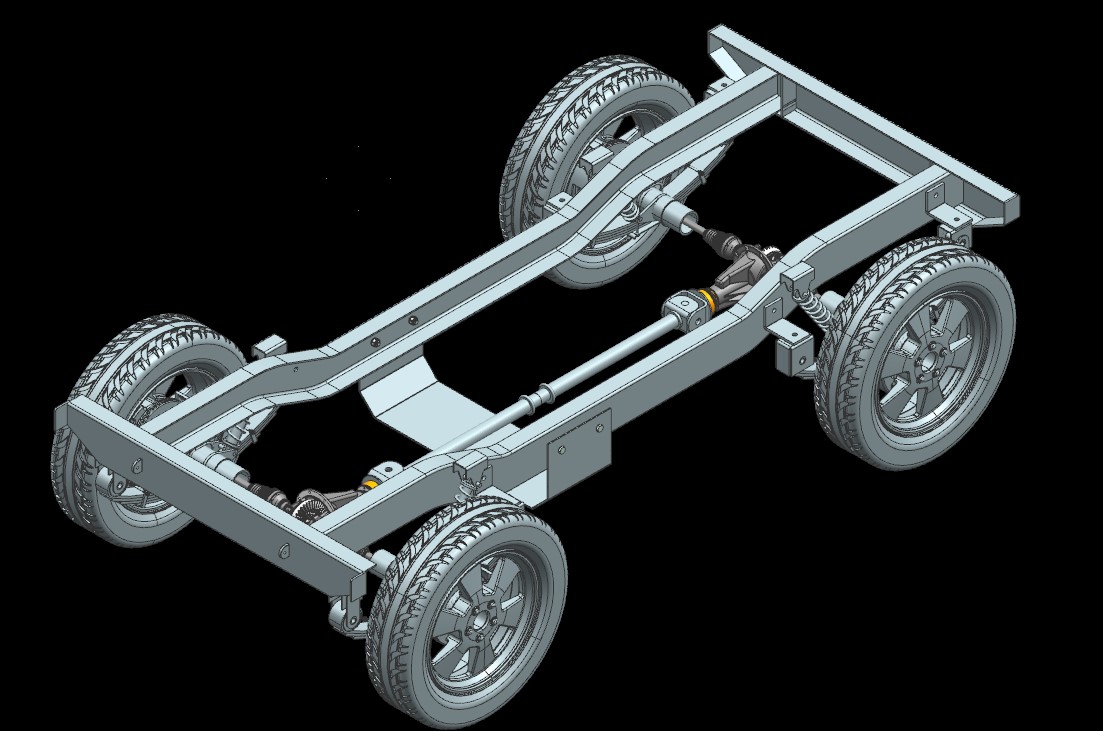 电动汽车底盘设计三维+8张CAD图