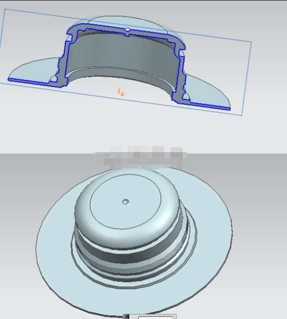 帽盖整圈内斜顶(全周内侧倒扣)3D模具结构