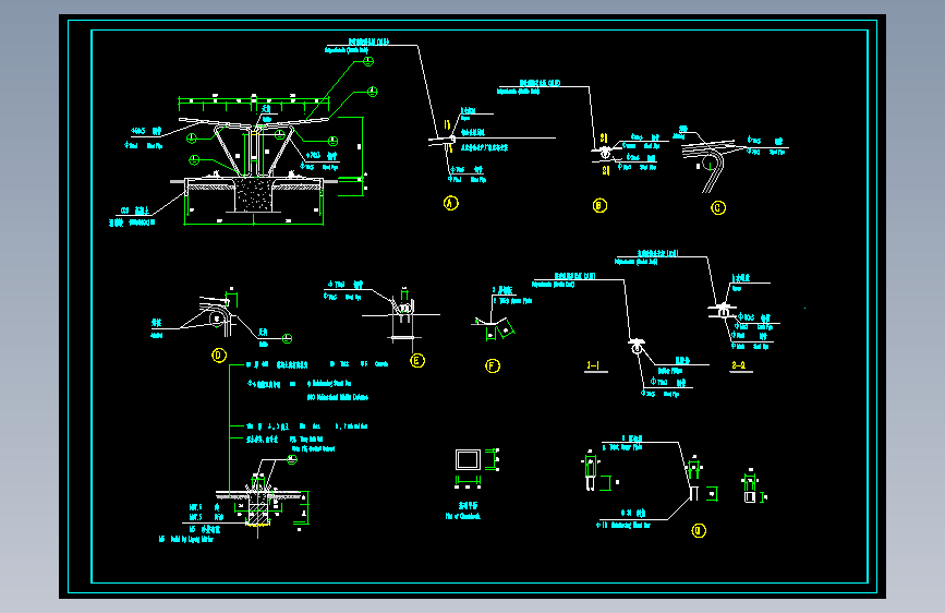 12套自行车棚设计施工方案CAD图纸