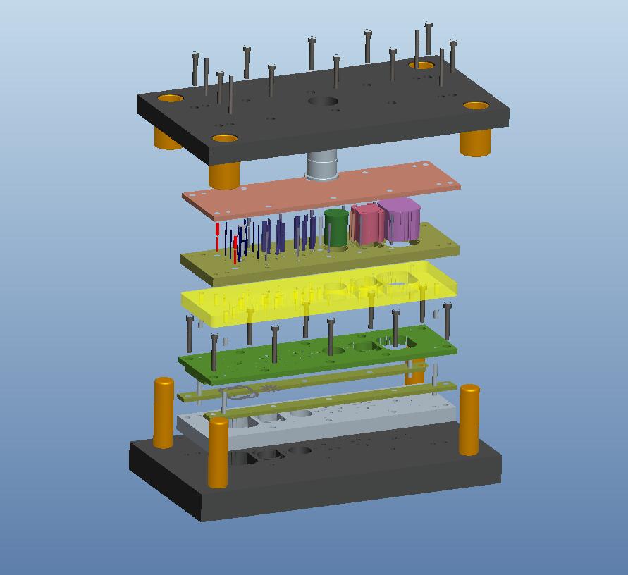 直流无刷电机转子级进模(CAD图+Proe三维)