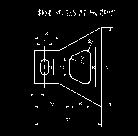 梯形支架冲孔落料模(CAD图+Proe三维)