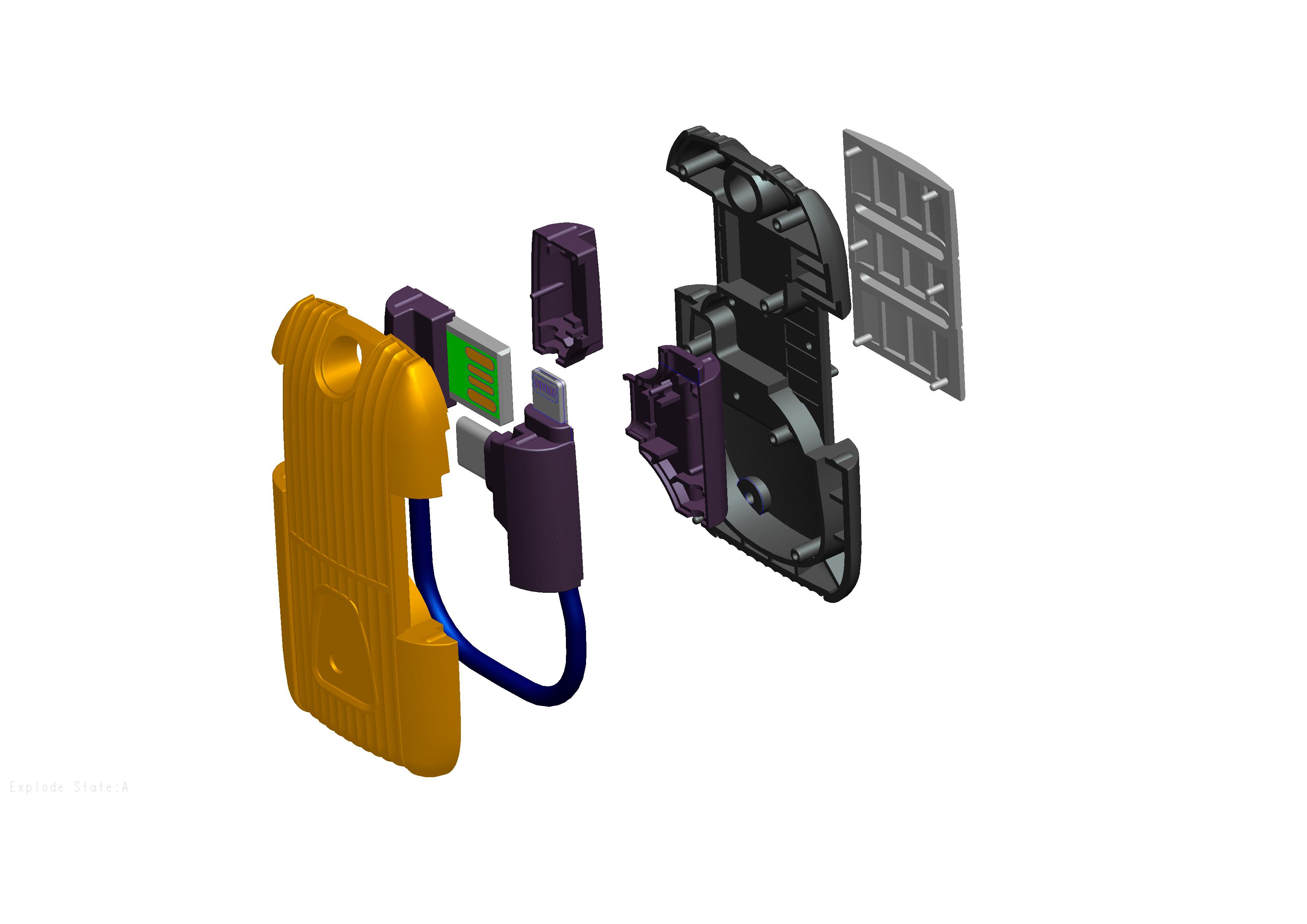 手机充电数据线收纳盒模型