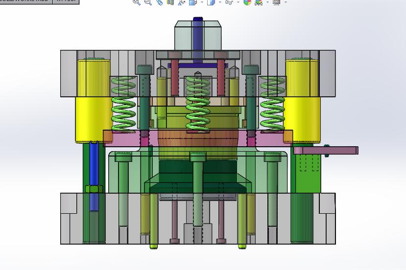 封盖落料冲孔拉深翻边模(CAD图+SW三维)