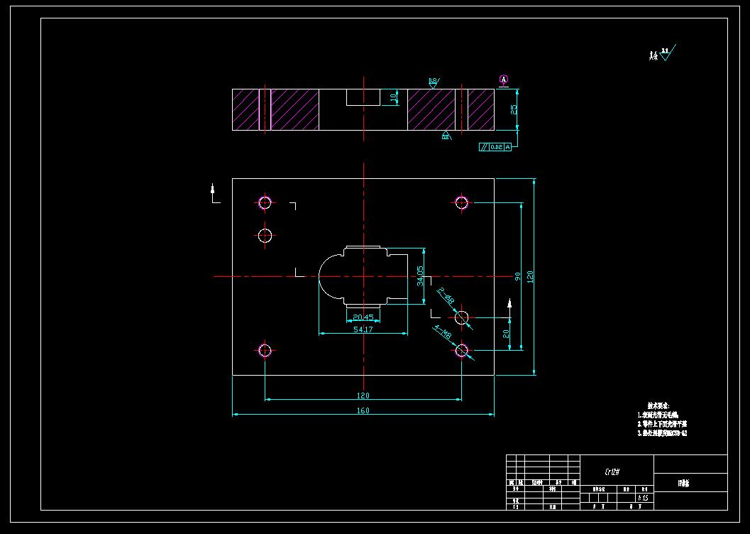 垫板冲孔落料模(CAD图+Proe三维)