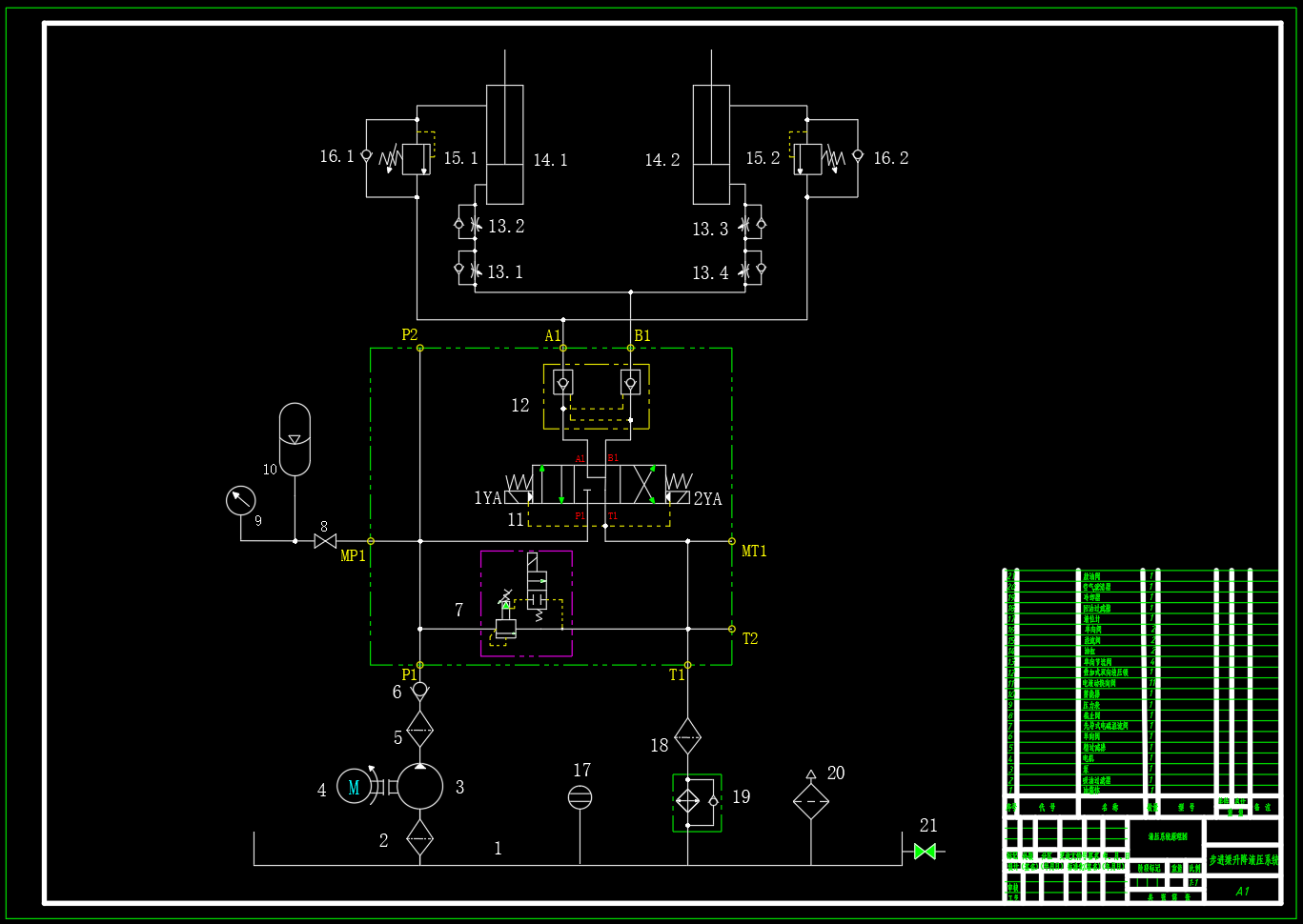 步进梁升降液压系统