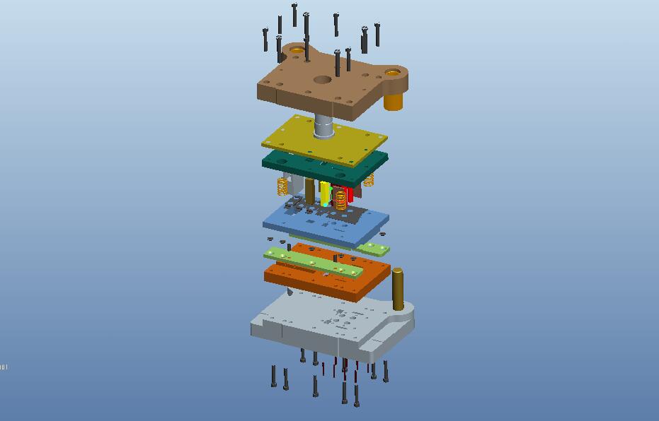 前门锁环螺母板盒级进模