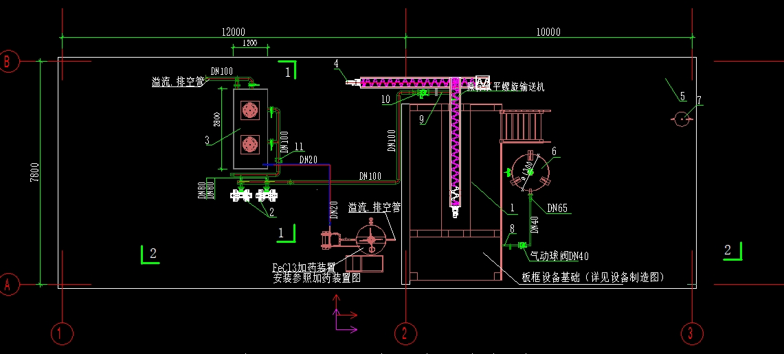 污泥脱水间设备布置施工图