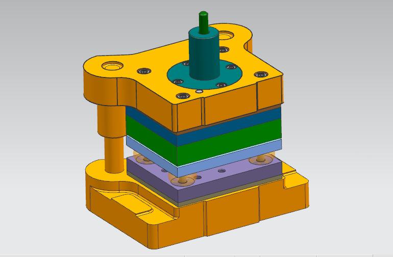方形垫板冲孔落料复合模(CAD图+UG三维)