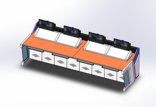 四工位桌面含储物槽造型控制台