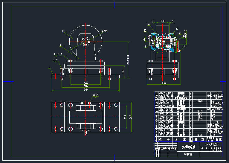 机械结构中的支撑轮和限位轮CAD图纸