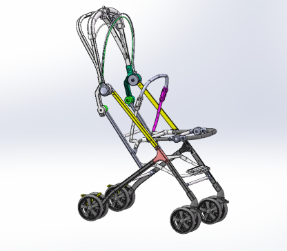 基于SolidWorks婴儿车支架受力分析含三维二维说明书