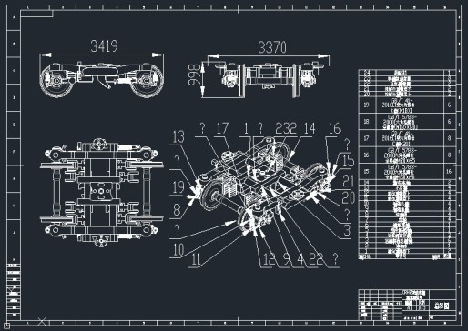 CRH2型动车组拖车转向架CAD