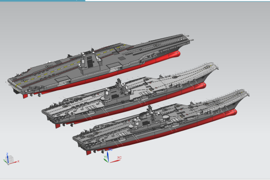 国产三航母-辽宁舰-山东舰-福建舰三维UG模型