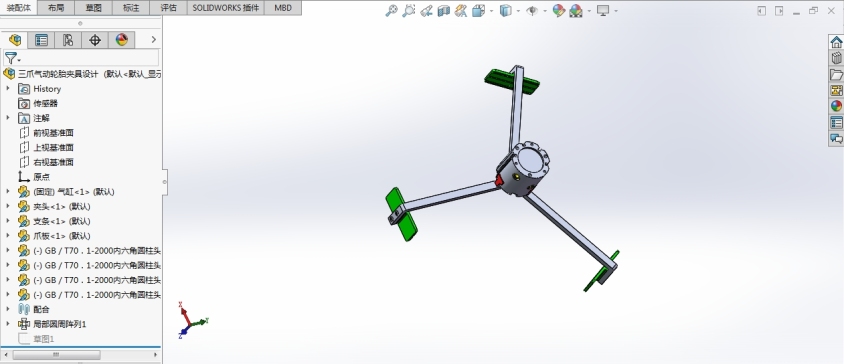 Solidworks 三爪气动轮胎夹具