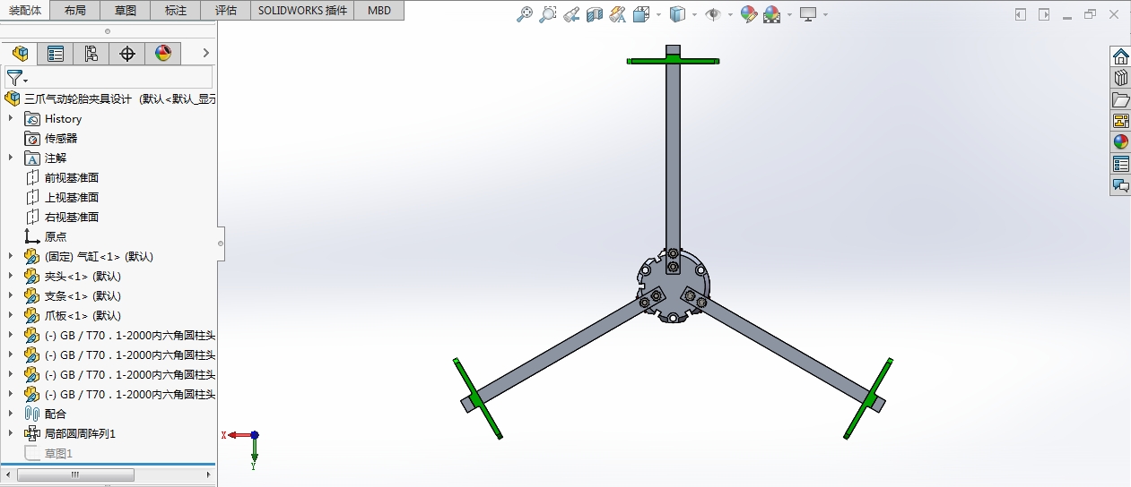 Solidworks 三爪气动轮胎夹具