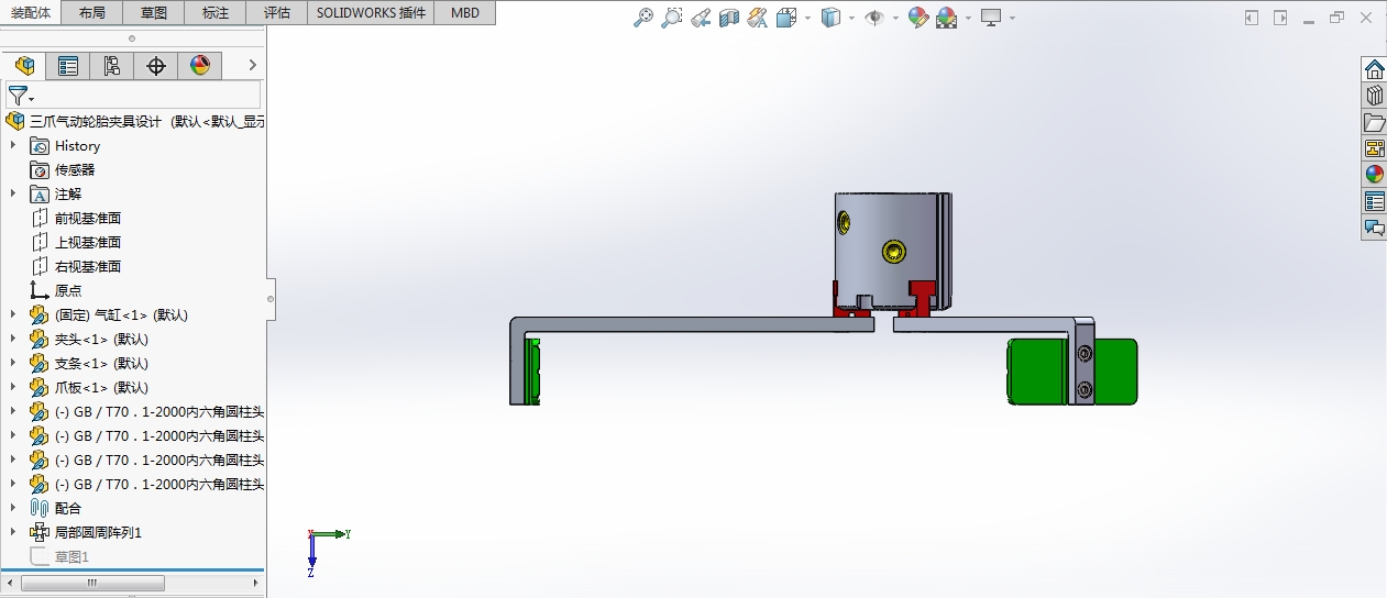 Solidworks 三爪气动轮胎夹具