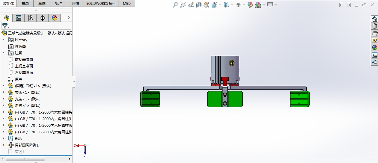 Solidworks 三爪气动轮胎夹具