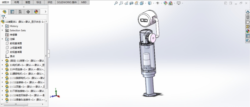 SolidWorks  摄像头旋转支架