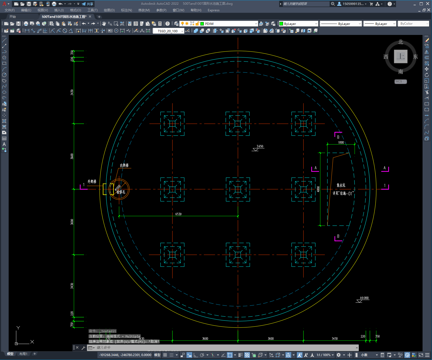 500T和100T圆形水池施工图