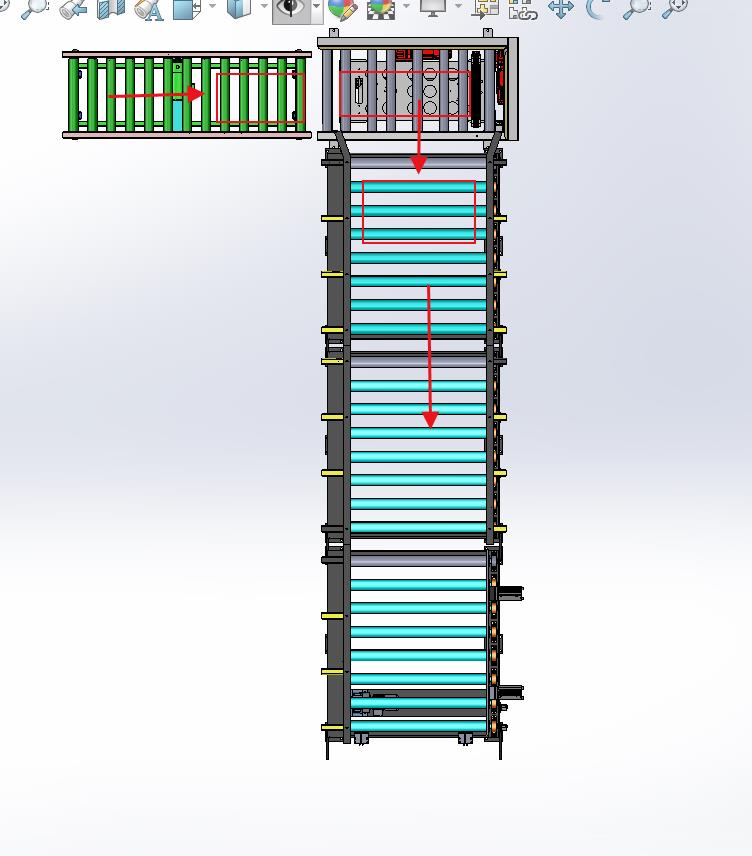 气动顶升链条输送90度换向辊筒输送线