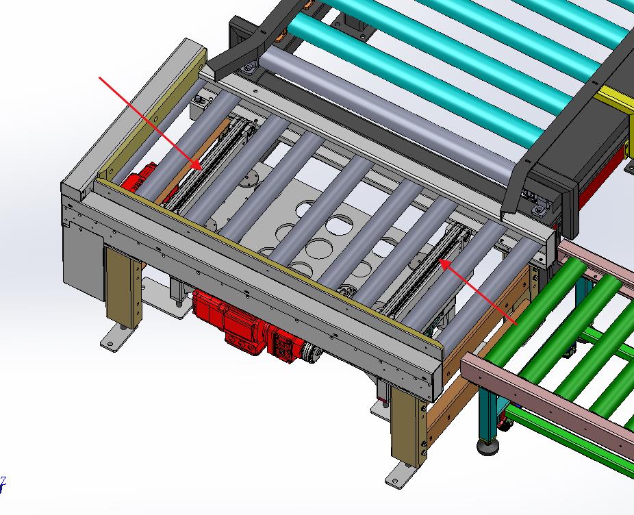 气动顶升链条输送90度换向辊筒输送线