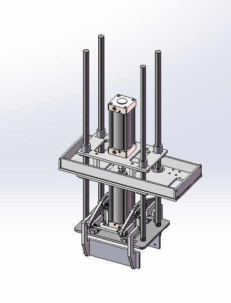 双行程气动连杆同步夹持机构