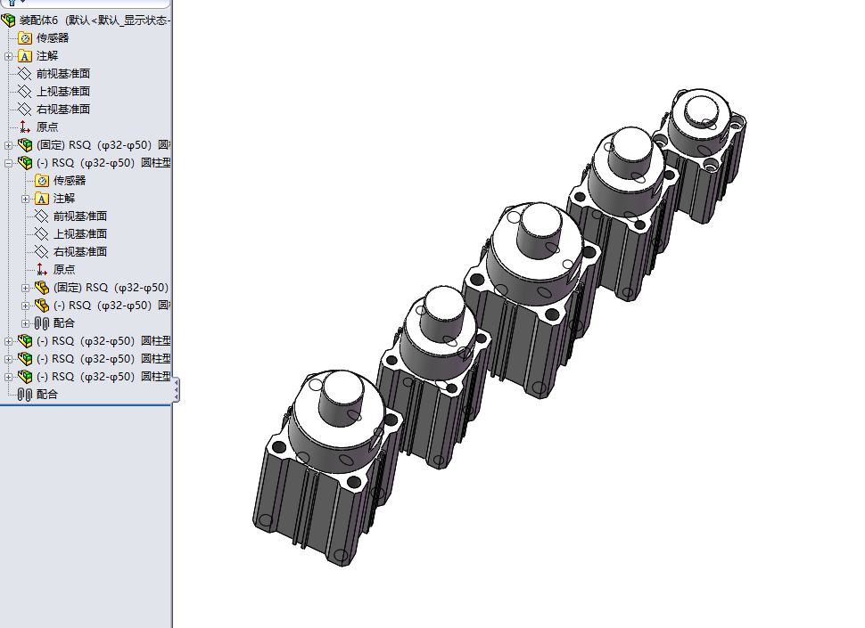 5种RSQ(φ32-φ50)圆柱型止动气缸模型