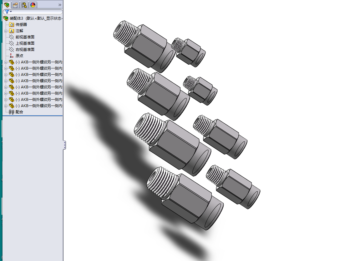 8款AKB一侧外螺纹另一侧内螺纹接头