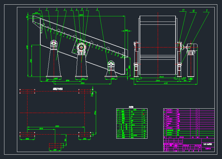 圆振动筛设计11张CAD