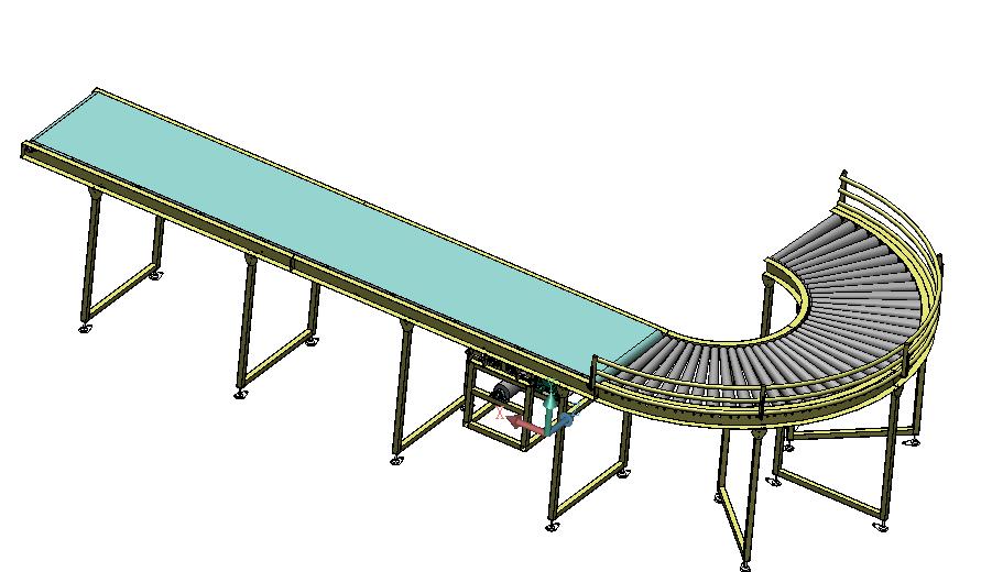 180度转弯皮带+辊筒输送机