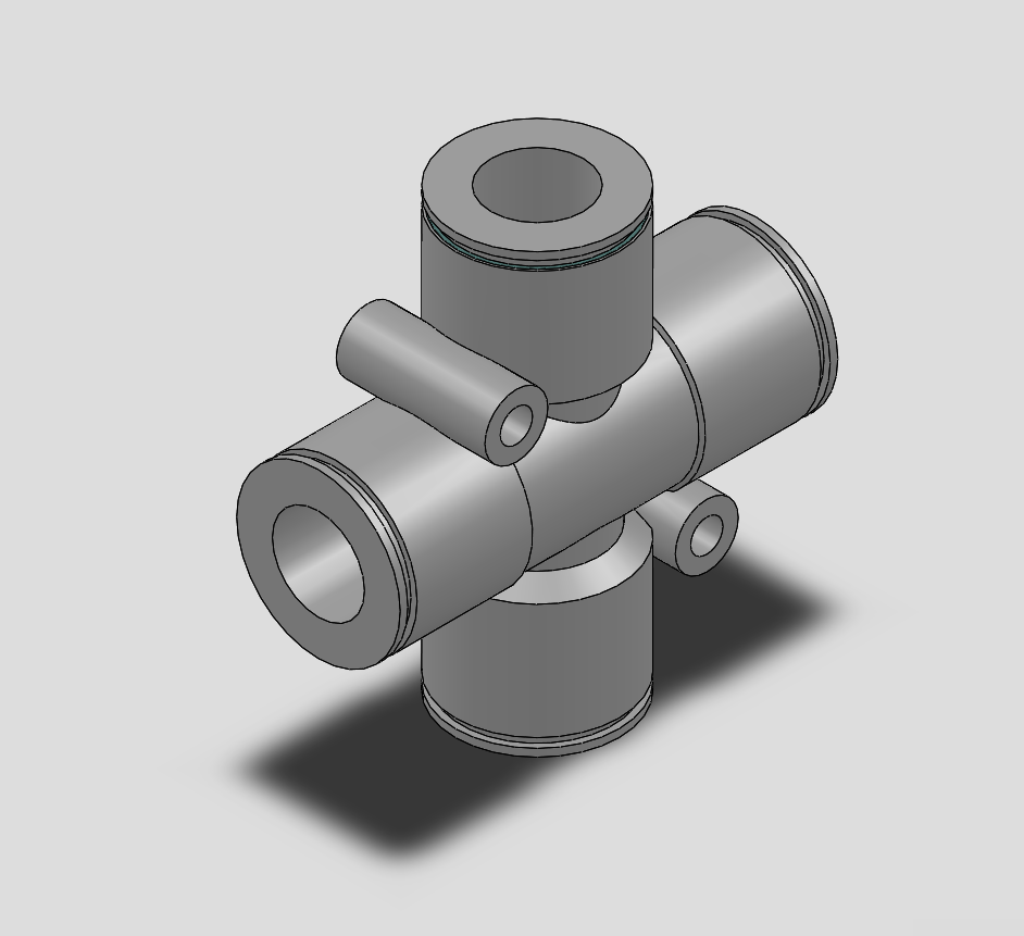 5款快速接头KQ2TW十字四通接头模型