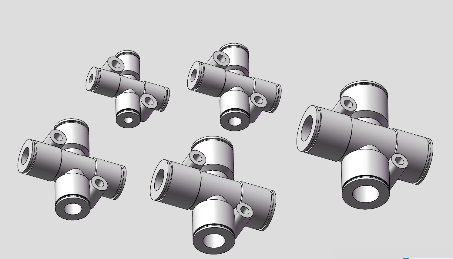 5款快速接头KQ2TW十字四通接头模型