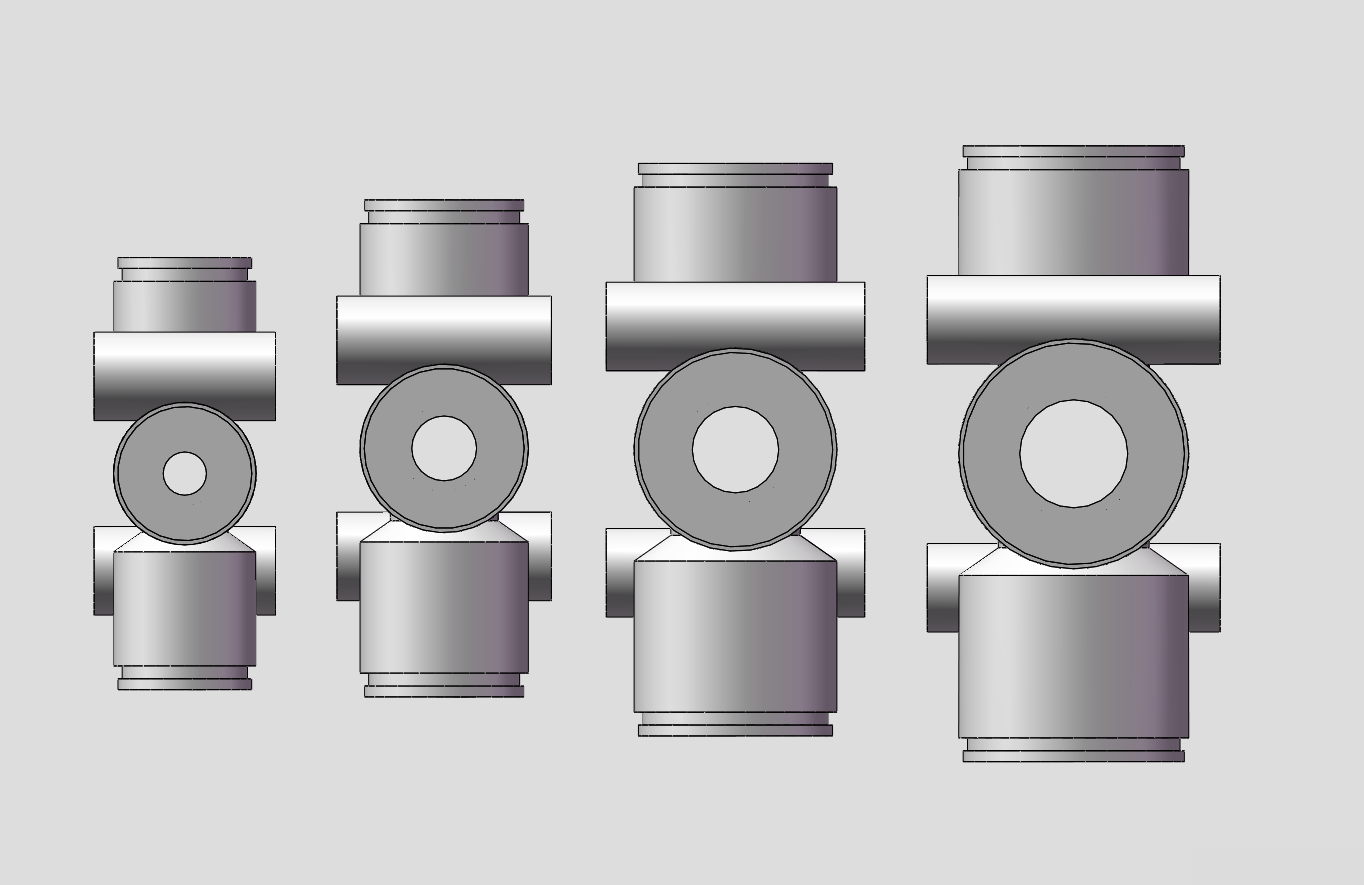 4款快速接头KQ2TZ十字变3四通接头模型