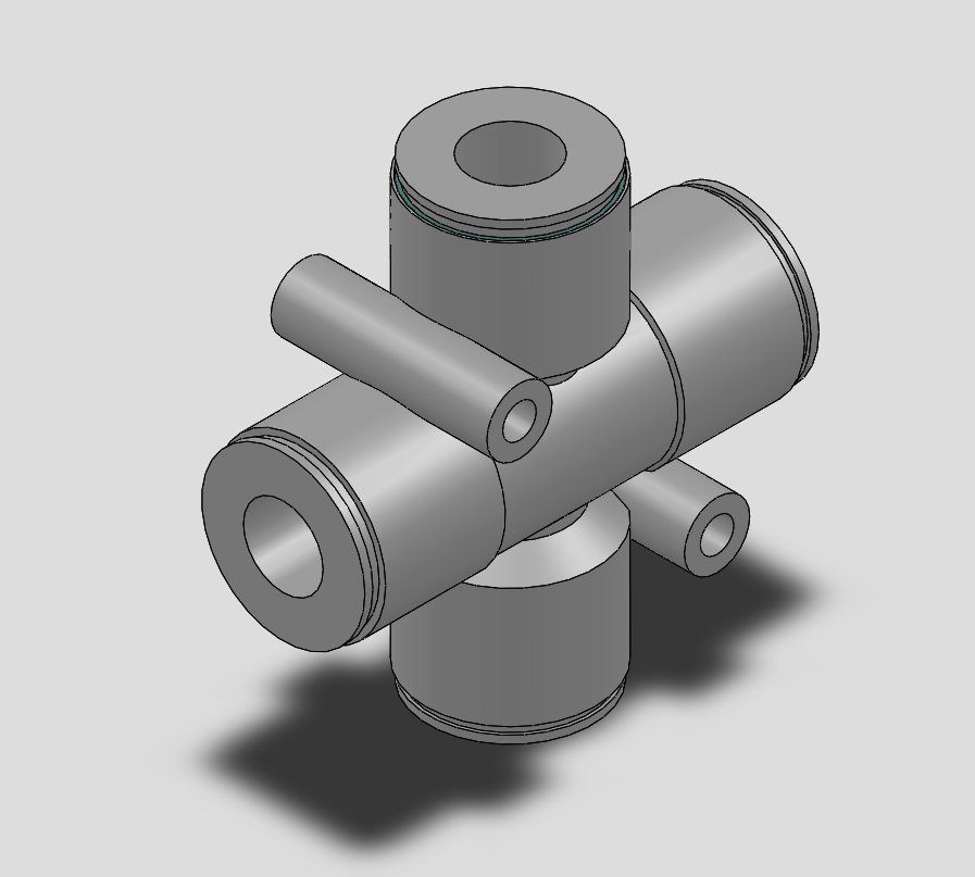 4款快速接头KQ2TZ十字变3四通接头模型
